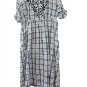 Plaid Embroidered Dress